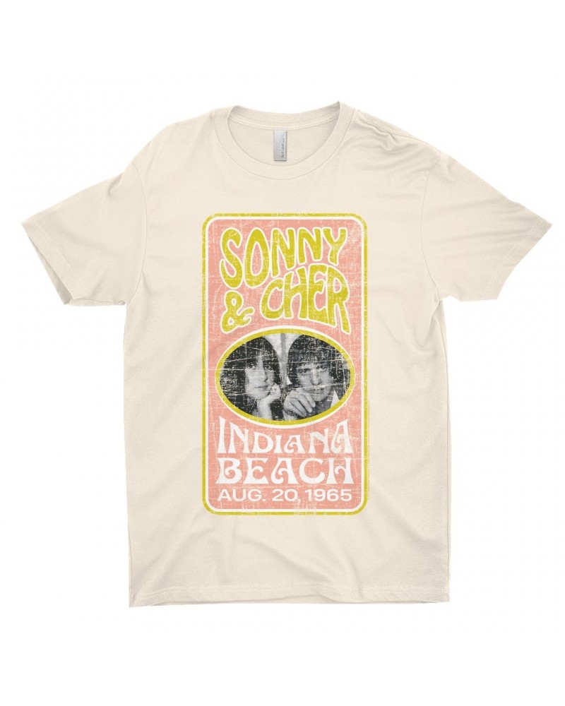 Sonny & Cher T-Shirt | Indiana Beach Peach And Avocado Concert Banner Distressed Shirt $9.22 Shirts