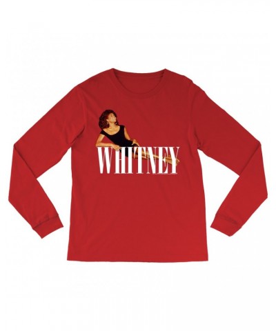 Whitney Houston Long Sleeve Shirt | Whitney Laying On Logo White Shirt $9.89 Shirts