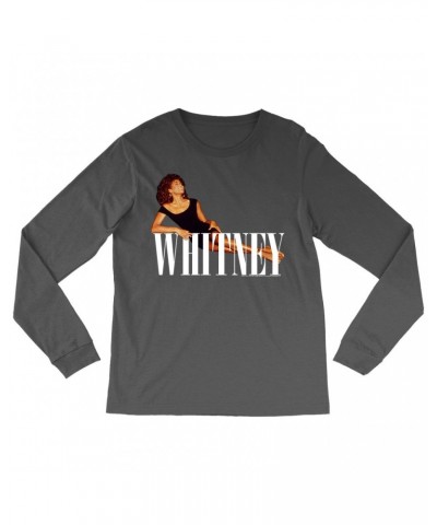 Whitney Houston Long Sleeve Shirt | Whitney Laying On Logo White Shirt $9.89 Shirts