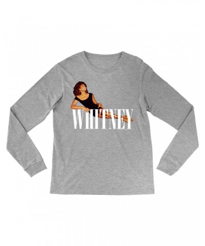 Whitney Houston Long Sleeve Shirt | Whitney Laying On Logo White Shirt $9.89 Shirts