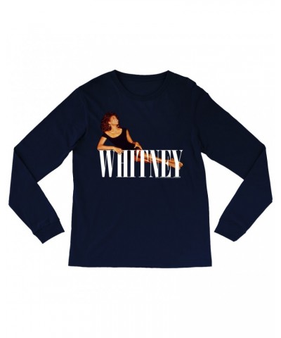 Whitney Houston Long Sleeve Shirt | Whitney Laying On Logo White Shirt $9.89 Shirts