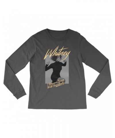 Whitney Houston Long Sleeve Shirt | I Wanna Dance With Somebody Ivory Design Shirt $10.55 Shirts