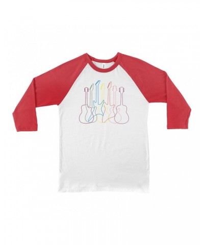 Music Life 3/4 Sleeve Baseball Tee | Spectrum Guitar Shapes Shirt $7.37 Shirts