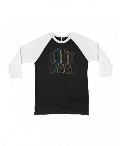 Music Life 3/4 Sleeve Baseball Tee | Spectrum Guitar Shapes Shirt $7.37 Shirts