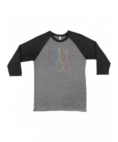 Music Life 3/4 Sleeve Baseball Tee | Spectrum Guitar Shapes Shirt $7.37 Shirts