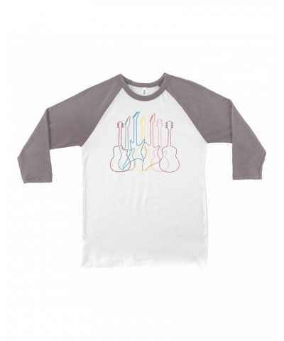 Music Life 3/4 Sleeve Baseball Tee | Spectrum Guitar Shapes Shirt $7.37 Shirts