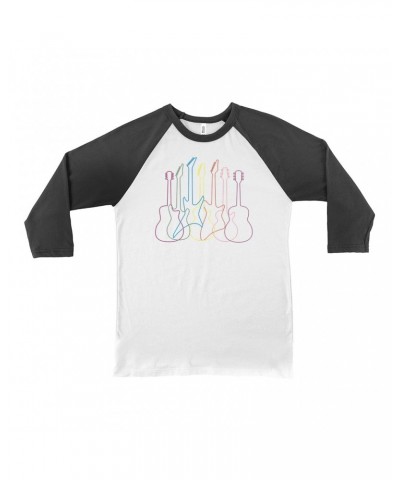 Music Life 3/4 Sleeve Baseball Tee | Spectrum Guitar Shapes Shirt $7.37 Shirts