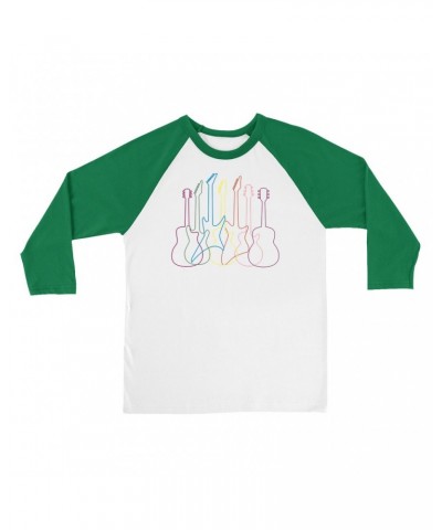 Music Life 3/4 Sleeve Baseball Tee | Spectrum Guitar Shapes Shirt $7.37 Shirts