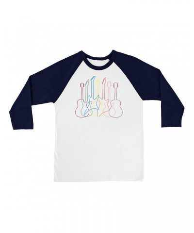 Music Life 3/4 Sleeve Baseball Tee | Spectrum Guitar Shapes Shirt $7.37 Shirts