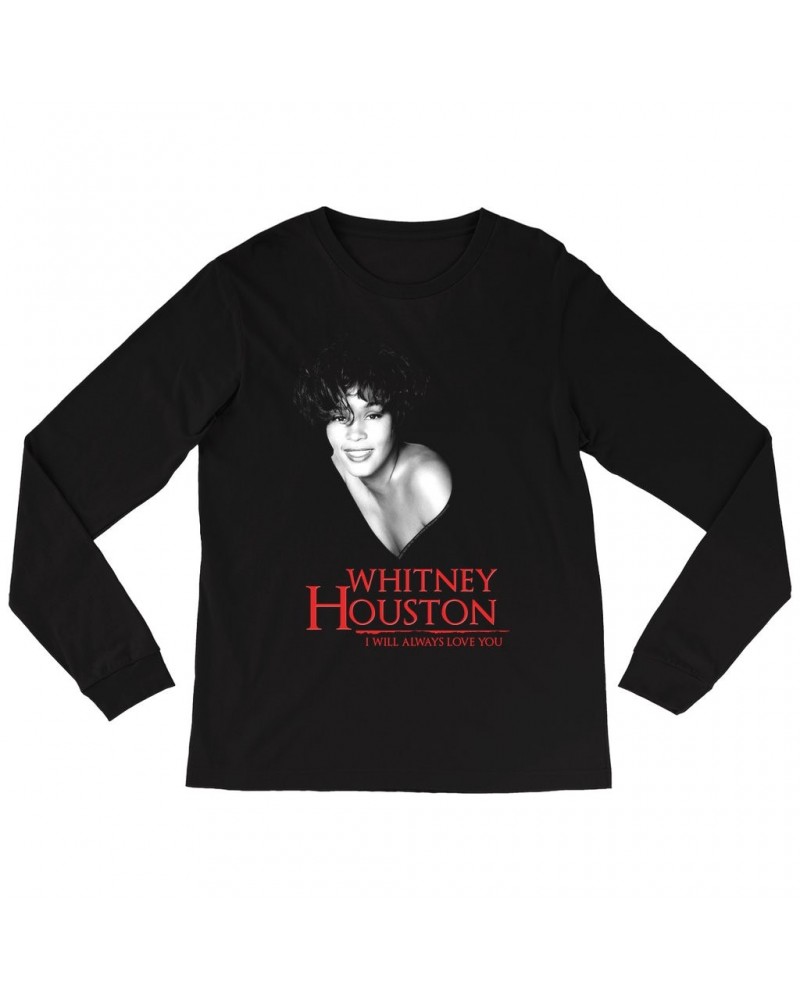 Whitney Houston Long Sleeve Shirt | I Will Always Love You Logo And Photo Shirt $7.21 Shirts