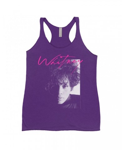 Whitney Houston Bold Colored Racerback Tank | Dramatic Lighting Photo And Pink Signature Image Shirt $6.87 Shirts