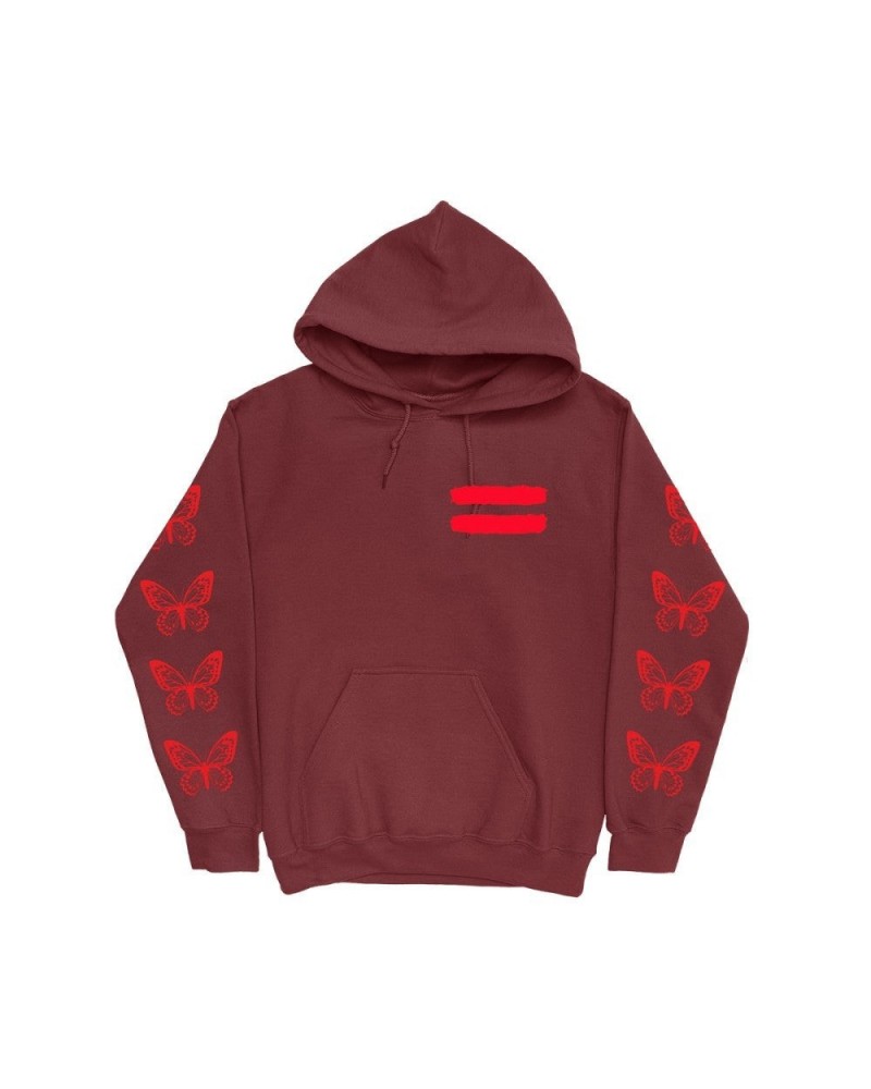 Ed Sheeran Repeat Butterfly Burgundy Hoodie $21.38 Sweatshirts