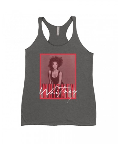 Whitney Houston Ladies' Tank Top | Whitney Red Tone Photo Design Shirt $5.57 Shirts