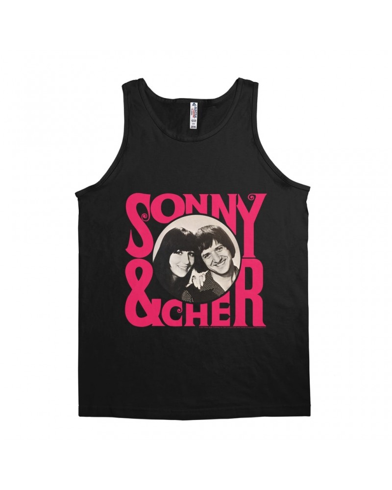 Sonny & Cher Unisex Tank Top | Retro Pink Logo And Photo Shirt $9.22 Shirts