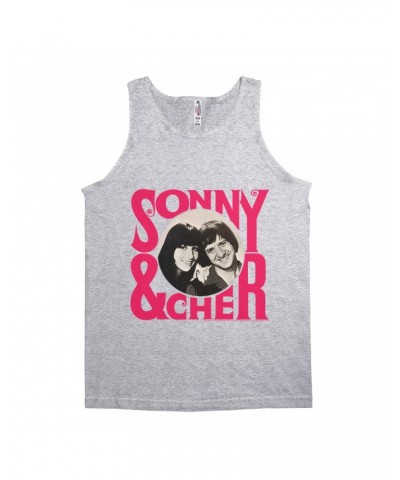 Sonny & Cher Unisex Tank Top | Retro Pink Logo And Photo Shirt $9.22 Shirts