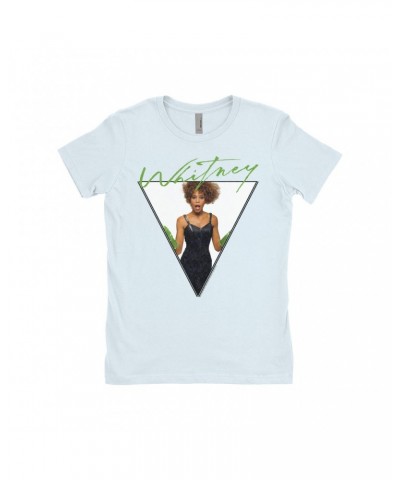 Whitney Houston Ladies' Boyfriend T-Shirt | 1987 Green Glove Photo Triangle Design Shirt $6.35 Shirts