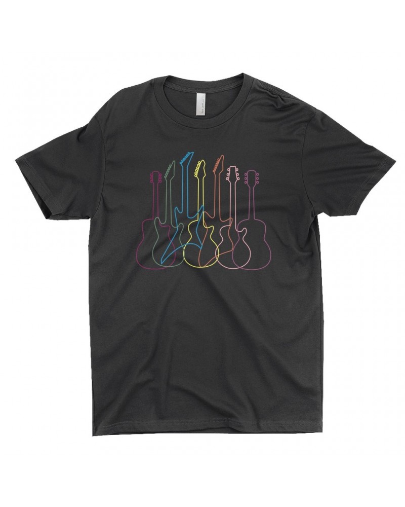 Music Life T-Shirt | Spectrum Guitar Shapes Shirt $4.31 Shirts