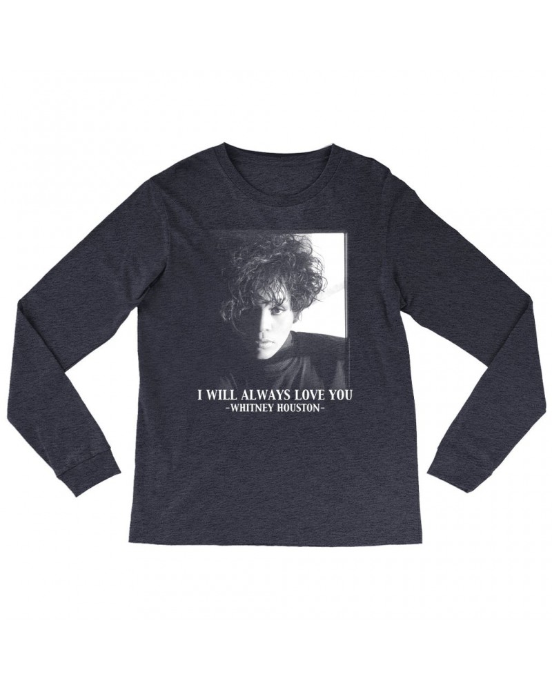 Whitney Houston Heather Long Sleeve Shirt | I Will Always Love You Album Photo Image Shirt $6.83 Shirts