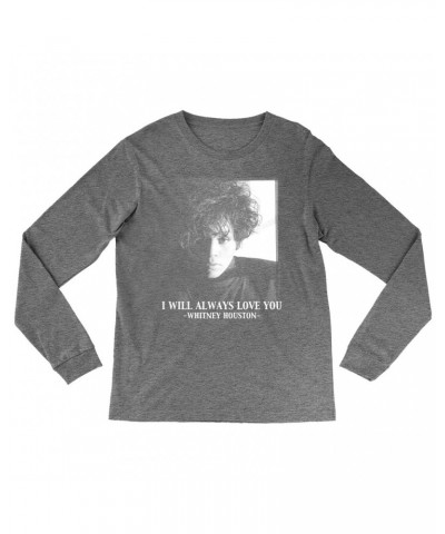 Whitney Houston Heather Long Sleeve Shirt | I Will Always Love You Album Photo Image Shirt $6.83 Shirts