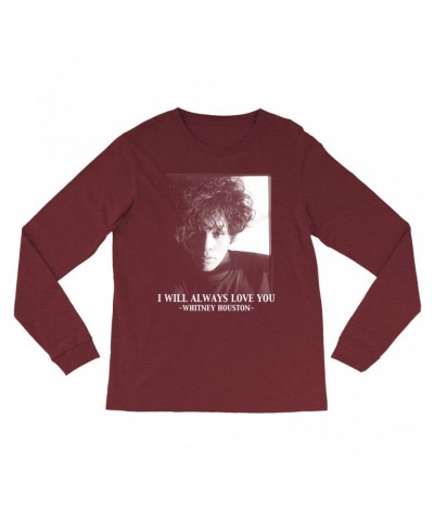 Whitney Houston Heather Long Sleeve Shirt | I Will Always Love You Album Photo Image Shirt $6.83 Shirts