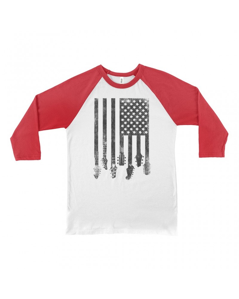 Music Life 3/4 Sleeve Baseball Tee | Flag Guitar Shirt $4.91 Shirts