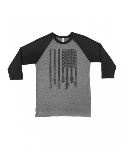 Music Life 3/4 Sleeve Baseball Tee | Flag Guitar Shirt $4.91 Shirts