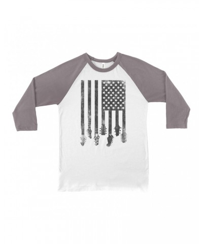 Music Life 3/4 Sleeve Baseball Tee | Flag Guitar Shirt $4.91 Shirts