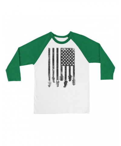 Music Life 3/4 Sleeve Baseball Tee | Flag Guitar Shirt $4.91 Shirts