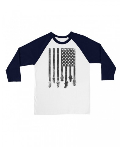 Music Life 3/4 Sleeve Baseball Tee | Flag Guitar Shirt $4.91 Shirts