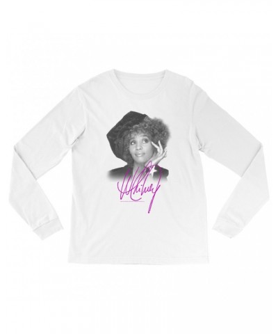 Whitney Houston Long Sleeve Shirt | Whitney Star Photoshoot With Signature Distressed Shirt $10.65 Shirts