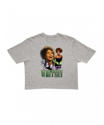 Whitney Houston Ladies' Crop Tee | I Will Always Love You Green Photo Collage Design Crop T-shirt $11.75 Shirts