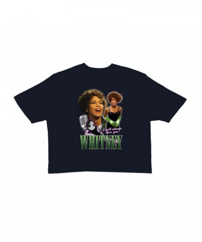 Whitney Houston Ladies' Crop Tee | I Will Always Love You Green Photo Collage Design Crop T-shirt $11.75 Shirts